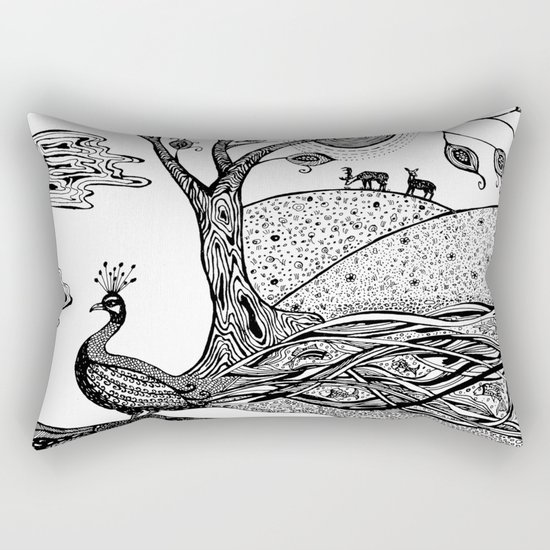 Peacock Fantasy Rectangular Pillow