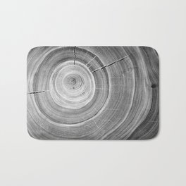 Detailed black and white reclaimed wood tree with circle growth rings pattern Bath Mat | Organic, Treedesign, Black, Treeslice, Sustainability, Blackandwhite, Rich, Grunge, Environment, Vintage 