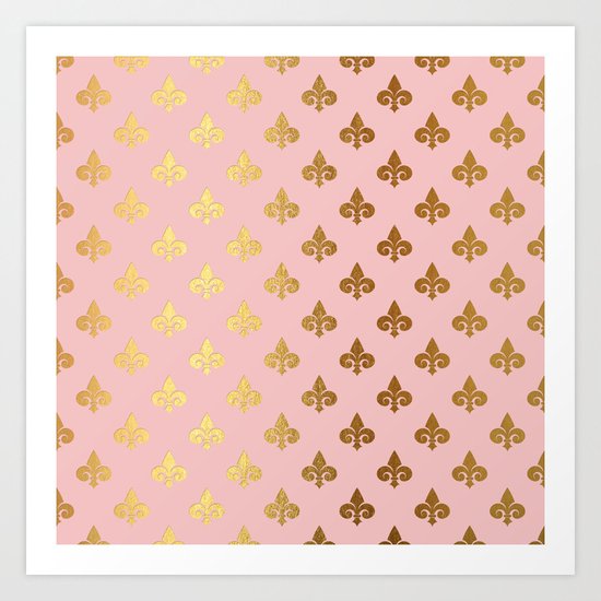 Royal gold ornaments on pink backround Art Print