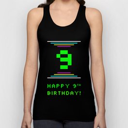 [ Thumbnail: 9th Birthday - Nerdy Geeky Pixelated 8-Bit Computing Graphics Inspired Look Tank Top ]