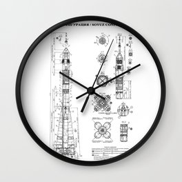 Soyuz Blueprint in High Resolution (white) Wall Clock