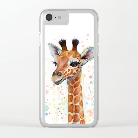Giraffe Baby Animal Watercolor Whimsical Nursery Animals Clear iPhone Case