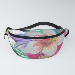 Watercolor hand paint tropical flowers Fanny Pack