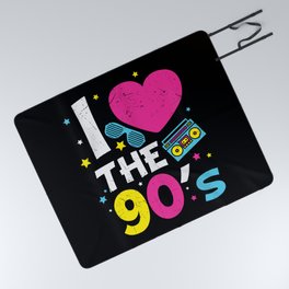 I Love The 90's Retro Heart Picnic Blanket