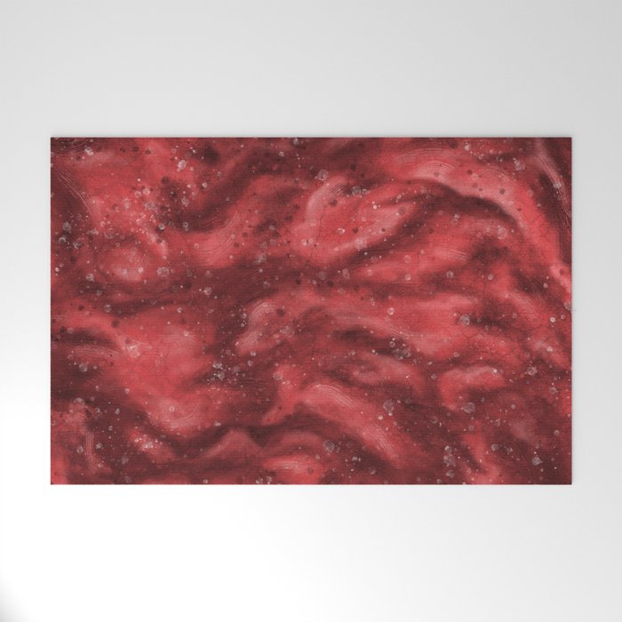 Red abstract painting texture, brick red marble waves Welcome Mat