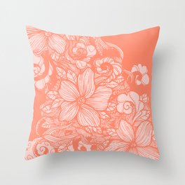 Floral flow- melon Throw Pillow