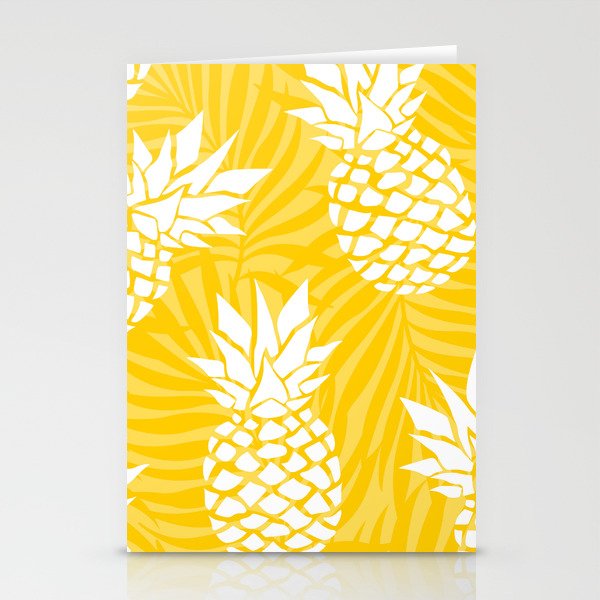 Bright Yellow, Summer, Pineapple Art Stationery Cards