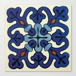 Baroque blue ornamental abstract talavera tile modern mexican home decor Canvas Print