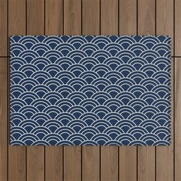 Japanese wave pattern / Seigaiha / Navy blue Outdoor Rug