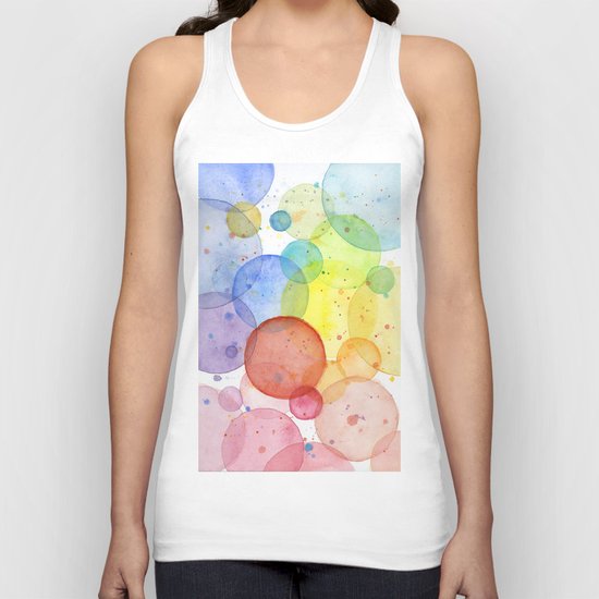 Watercolor Abstract Rainbow Circles and Splatters Unisex Tank Top