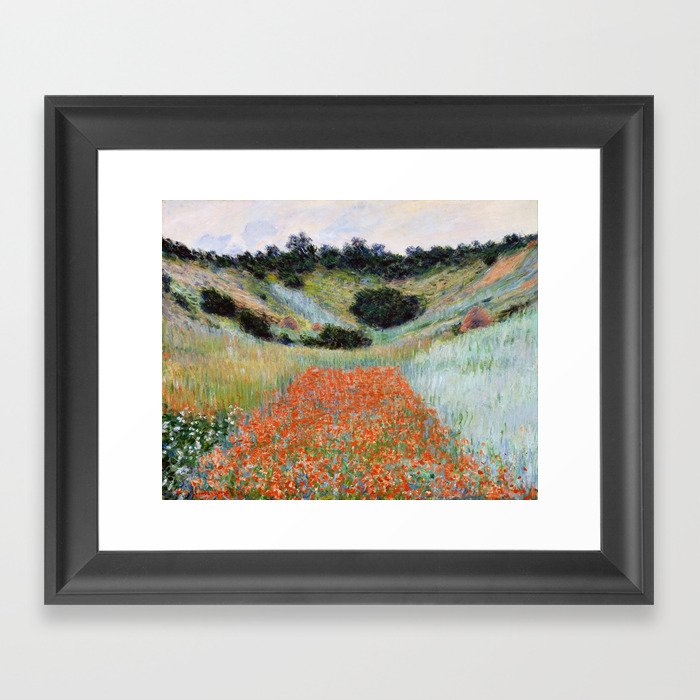 Poppy Field in a Hollow near Giverny by Claude Monet Framed Art Print