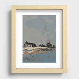 House by the sea (blue and brown version) Recessed Framed Print