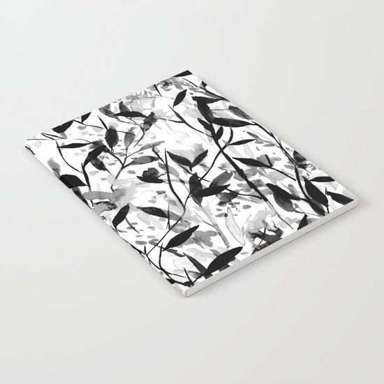 Wandering Wildflowers Black and White Notebook