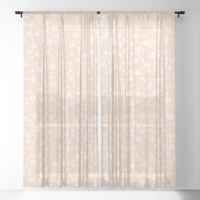 Pretty Peach Apricot And White Stars Sheer Curtain By Itsjensworld