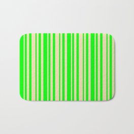 [ Thumbnail: Lime & Tan Colored Lines/Stripes Pattern Bath Mat ]