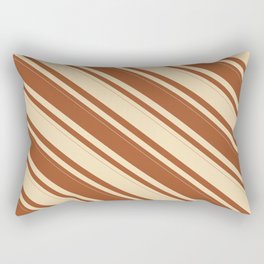 [ Thumbnail: Tan & Sienna Colored Striped Pattern Rectangular Pillow ]