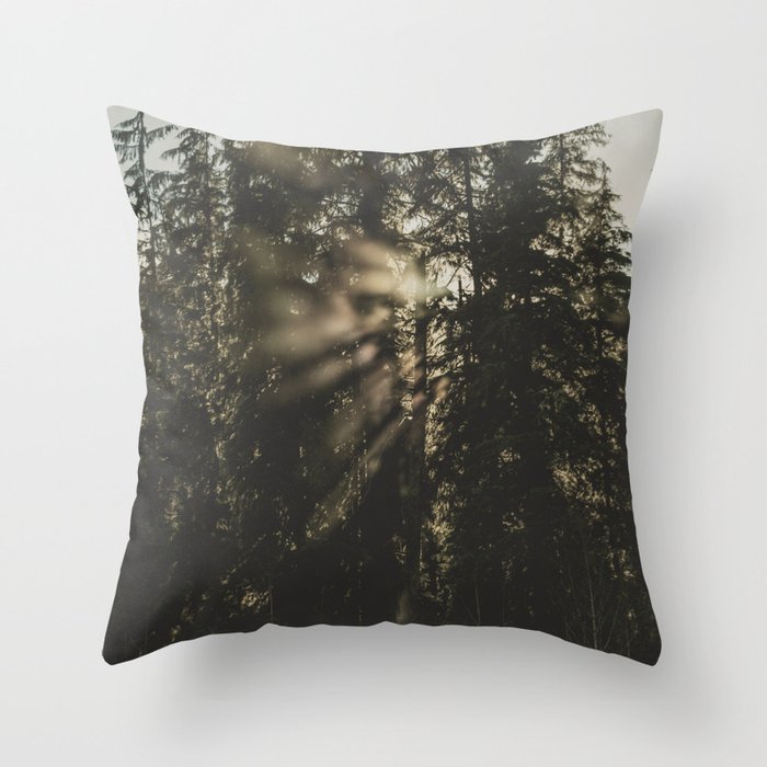 Sunset in the Woods - Nature Photography Throw Pillow