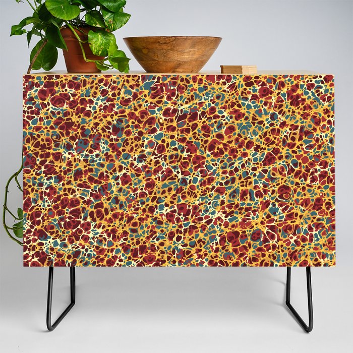 Boho colored water and bubbles pattern red Credenza