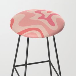 Retro Liquid Swirl Abstract in Soft Pink Bar Stool