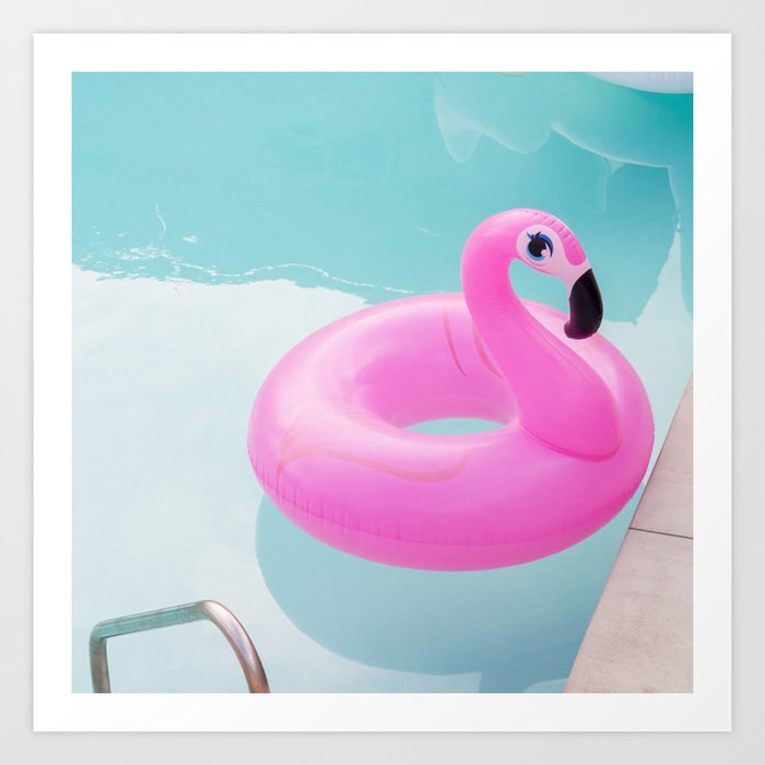 Giving You the Eye - Pink Flamingo Pool Floatie Art Print