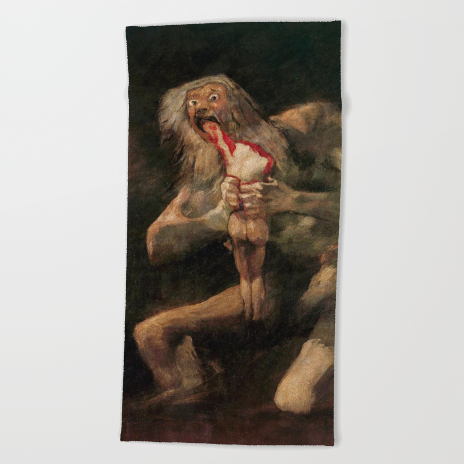 Saturn Devouring His Son Restored Painting Beach Towel By