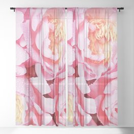 Flowers of pink lilac peonies close-up Sheer Curtain