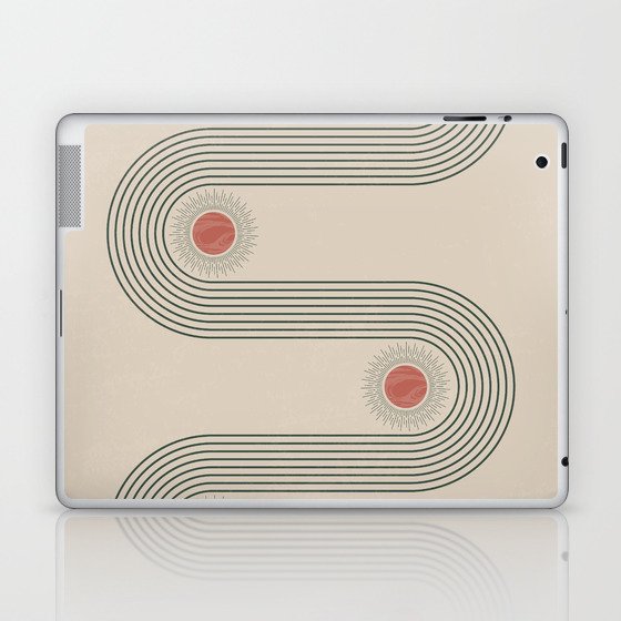 Mid century modern minimalist print with contemporary geometric moon phases Laptop & iPad Skin