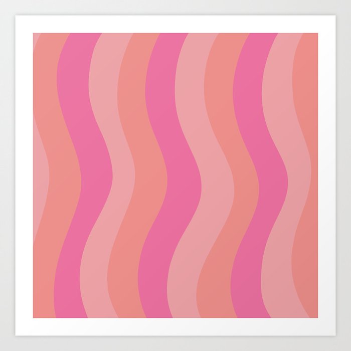 Sweet Bubblegum Waves - Coral and Pink Art Print