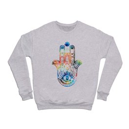 Colorful Hamsa Hand 2 - Jewish Art - Sharon Cummings Crewneck Sweatshirt