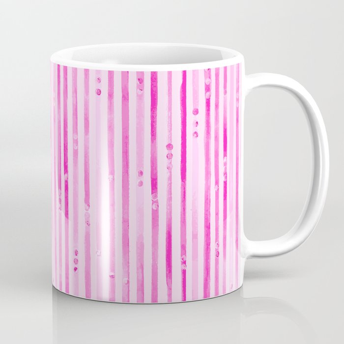 Magenta Rain Stripes and Dots Coffee Mug