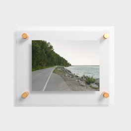 Lake Michigan and a Bicycle only Highway on Mackinac Island Floating Acrylic Print