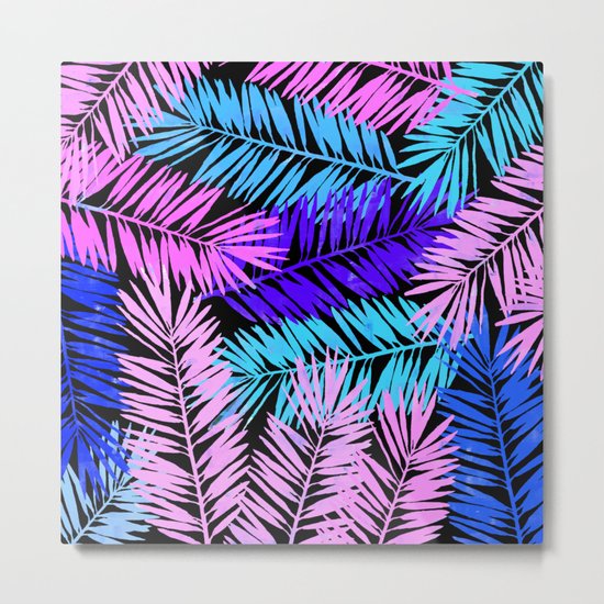 Colorful Tropical Palm Leaves Metal Print