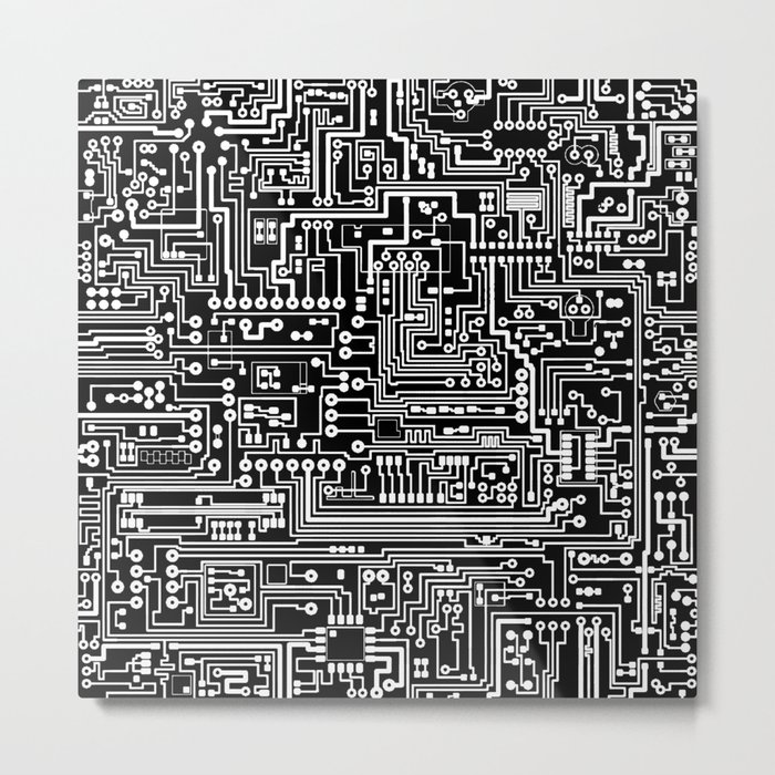 Circuit Board on Black Metal Print