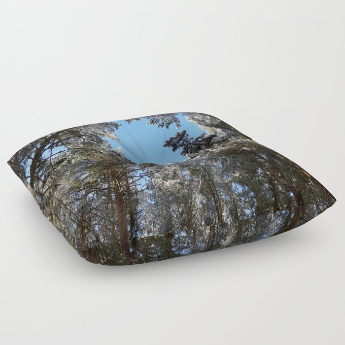 Scottish Highlands Snow Filled Forest Canopy Floor Pillow