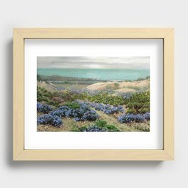 Bluebonnet flowers & San Francisco Sand Dunes nautical seaside landscape painting by Theodore Wores Recessed Framed Print