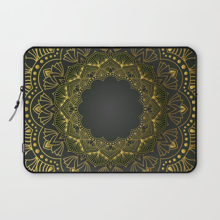Yellow & Black Color Mandala Art Design Laptop Sleeve