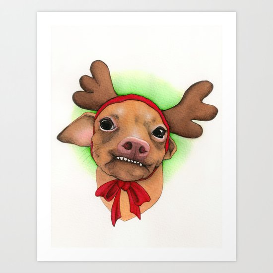 Chihuahua with antlers - Tuna Art Print