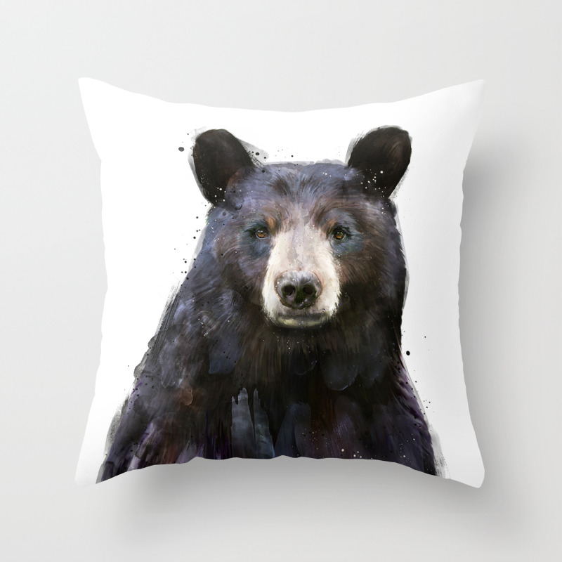 16x16 Multicolor Black Bear Throw Pillow