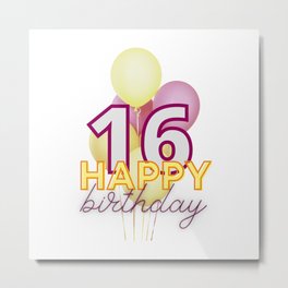 16th birthday -red and yellow balloons Happy birthday Metal Print