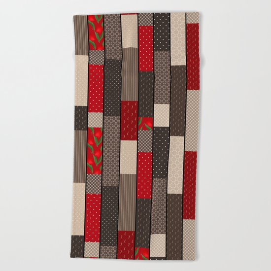 Country motifs . Classic quilting. Beach Towel