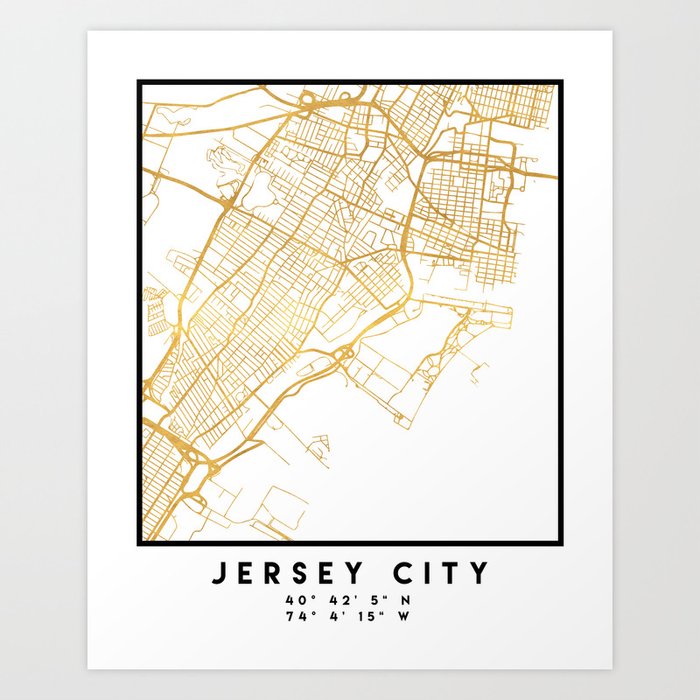 JERSEY CITY NEW JERSEY STREET MAP ART Art Print
