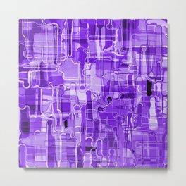 Modern Abstract Digital Paint Strokes in Grape Purple Metal Print