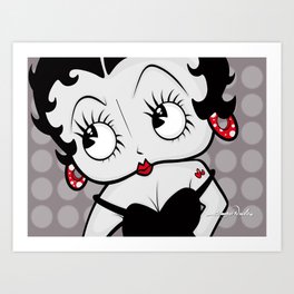 Betty Boop (Grey & Red) By Art In The Garage Art Print