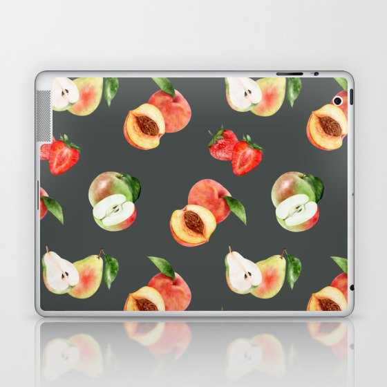 Trendy Summer Pattern with Stawberries, pears and peaches Laptop & iPad Skin