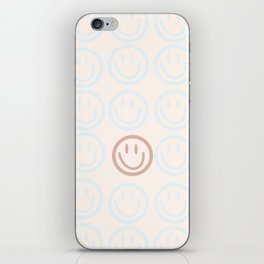 Preppy Smiley Face - Blue and Pink iPhone Skin