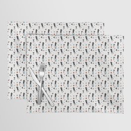 Black Greyhound Dogs Playground Pattern -White Theme Placemat
