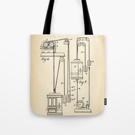 Elevator vintage patent Tote Bag