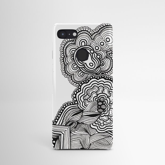 Black and White Flower Brain Android Case