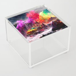 Medieval Town in a Fantasy Colorful World Acrylic Box
