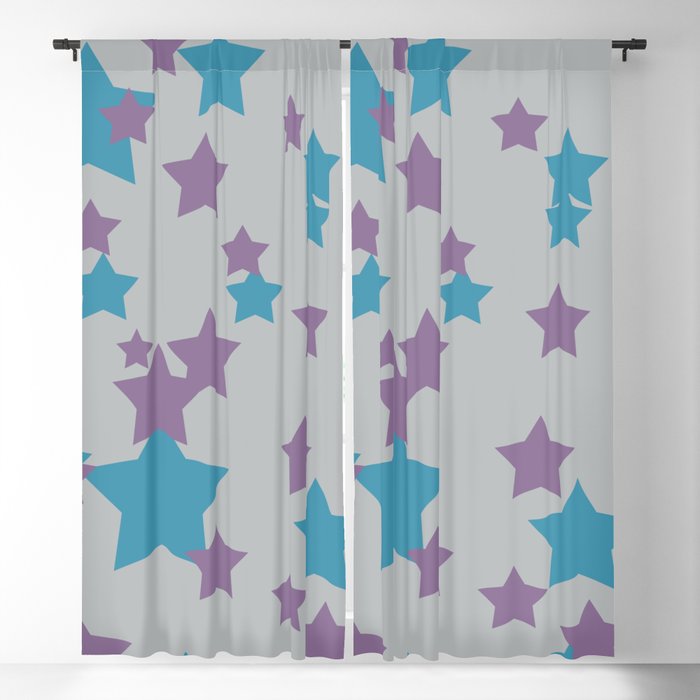 Stars Light Purple Grey Design Blackout, Light Purple Curtains